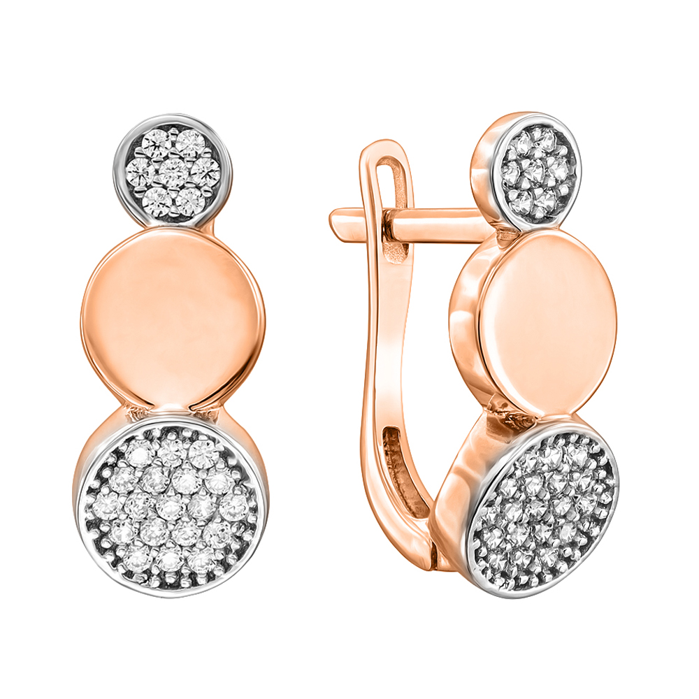 

Золотые серьги в комбинированном цвете с фианитами 000123116