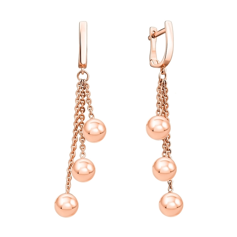 

Серьги-подвески из красного золота Шарики 000140721