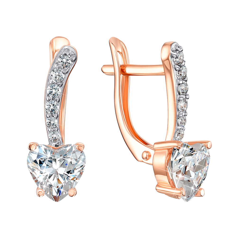 

Серьги из красного золота с цирконием Swarovski и родированием 000138735