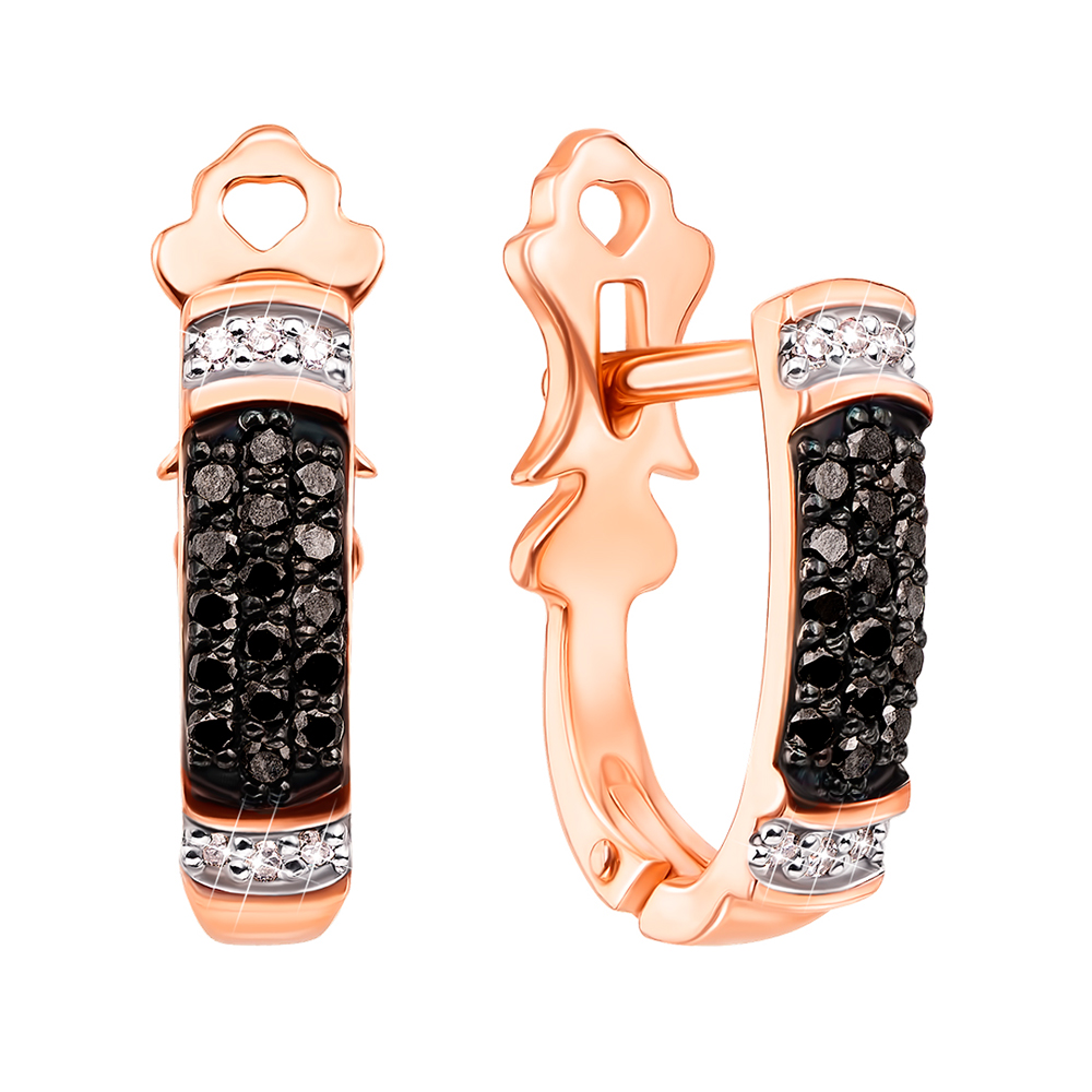 

Золотые серьги в комбинированном цвете с черными и белыми бриллиантами 000104503