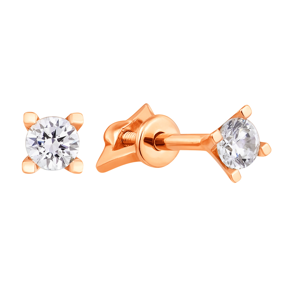 

Серьги-пуссеты из красного золота с цирконием Swarovski 000036959