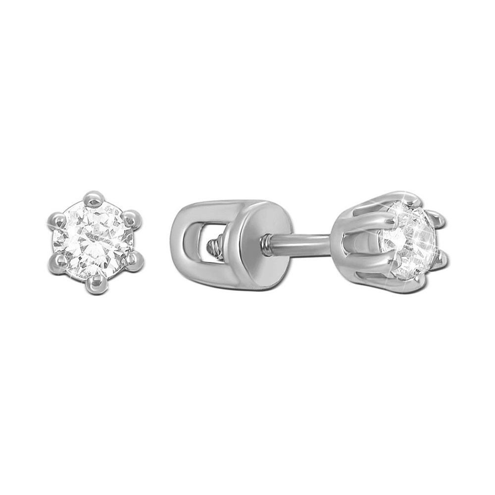 

Серьги-пуссеты из белого золота с цирконием Swarovski 000130433