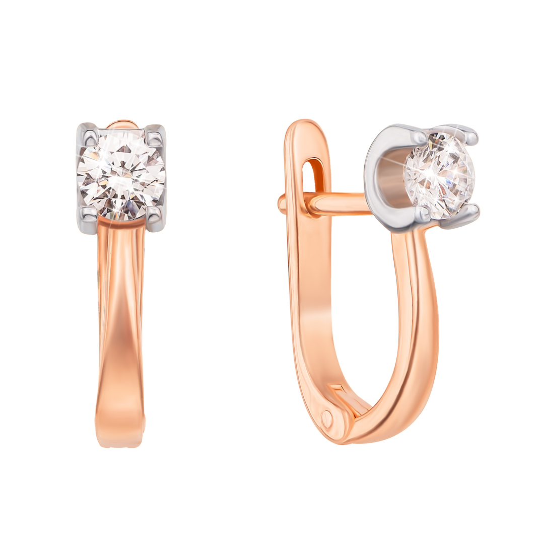 

Золотые серьги в комбинированном цвете с кристаллами Swarovski 000132218