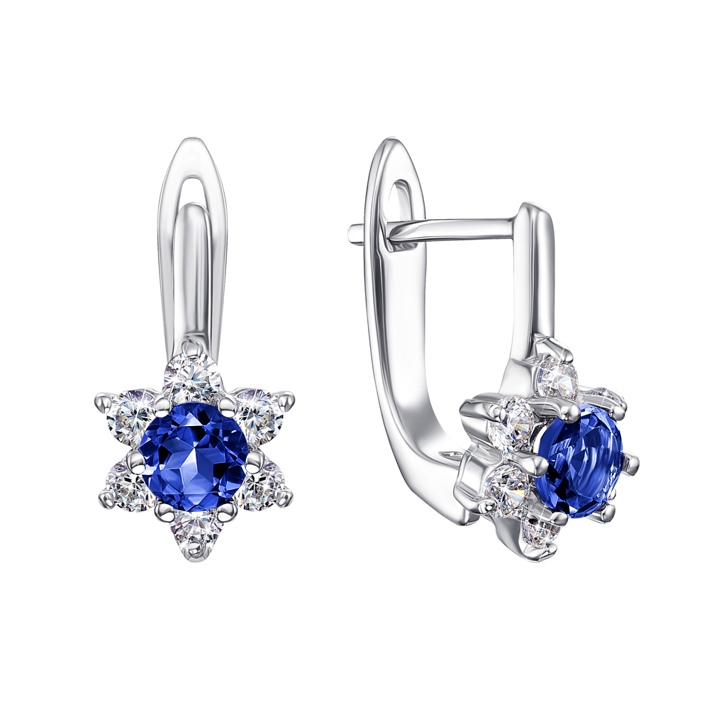 

Серебряные серьги с сапфирами и фианитами 000134506