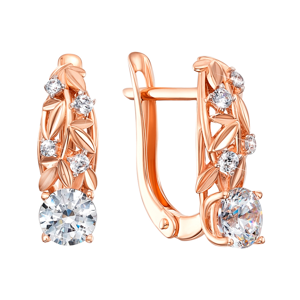 

Серьги из красного золота с цирконием Swarovski и родированием 000138543