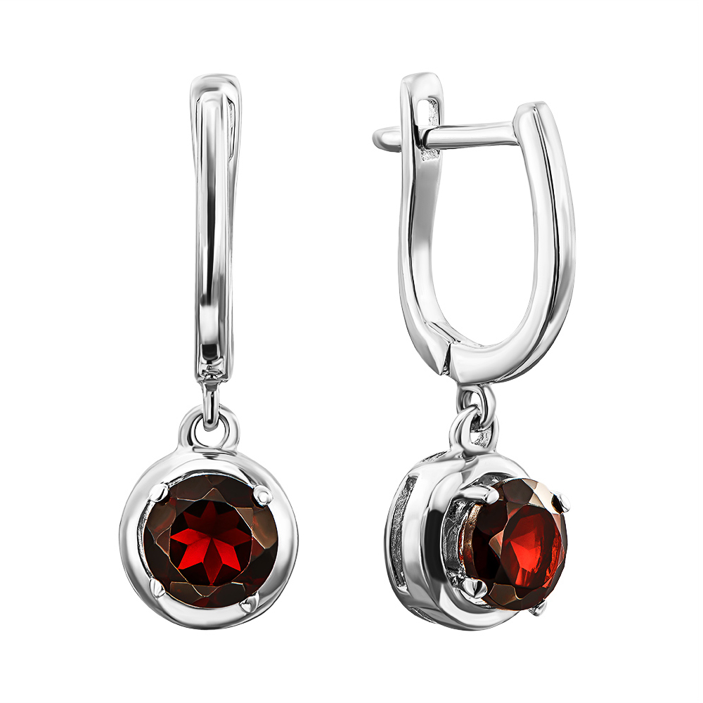 

Серебряные серьги-подвески с гранатами 000125053
