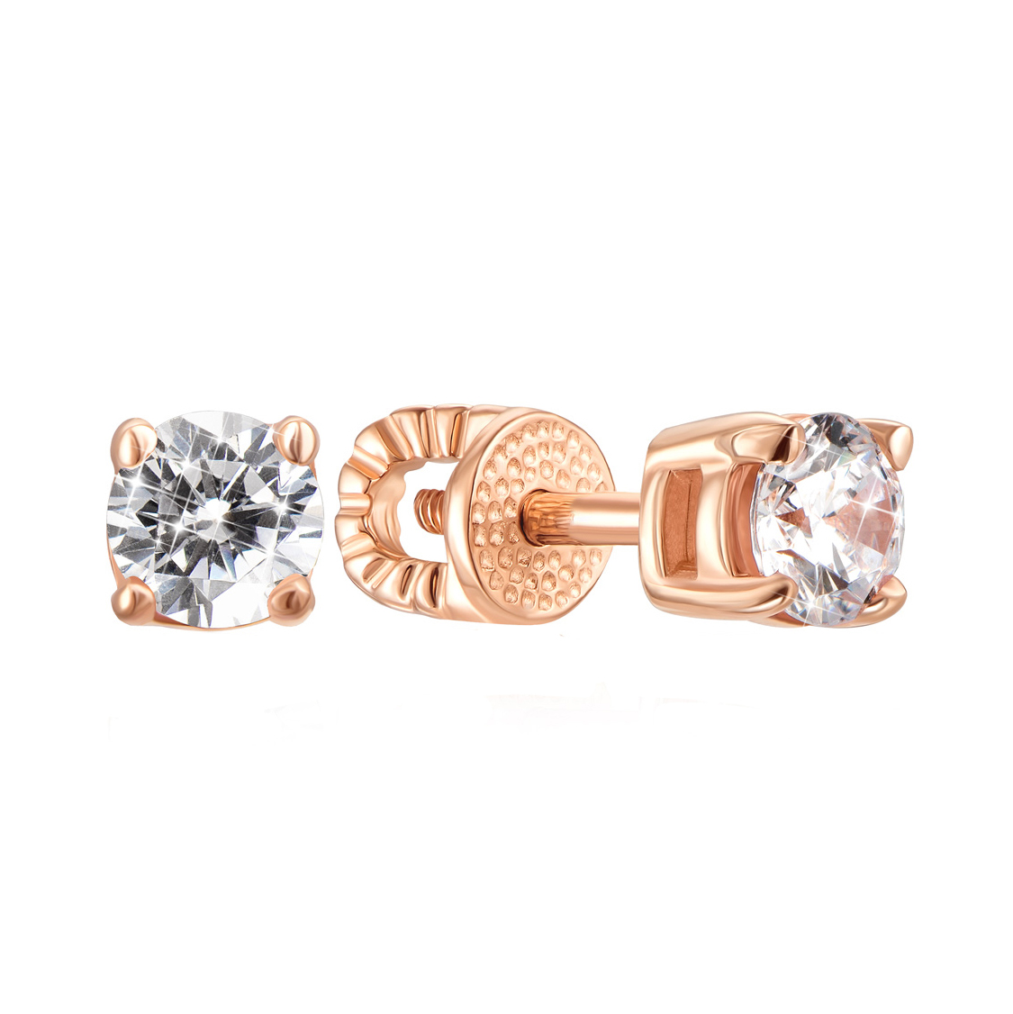 

Серьги-пуссеты из красного золота с цирконием Swarovski 000122436