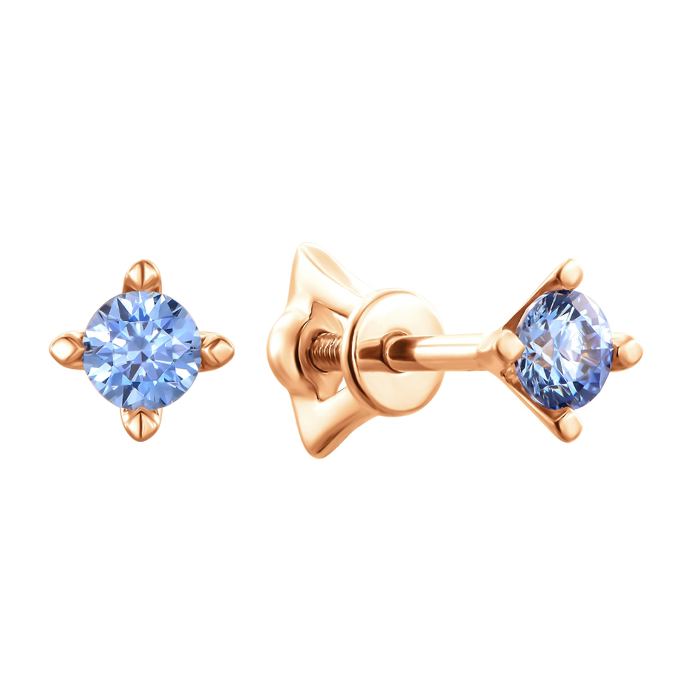 

Серьги-пуссеты из красного золота с цирконием Swarovski 000140115