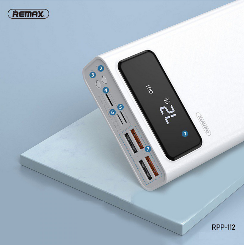 

Портативная батарея Power Bank Remax RPP-112 Mengine Series 4USB Led 30000mAh