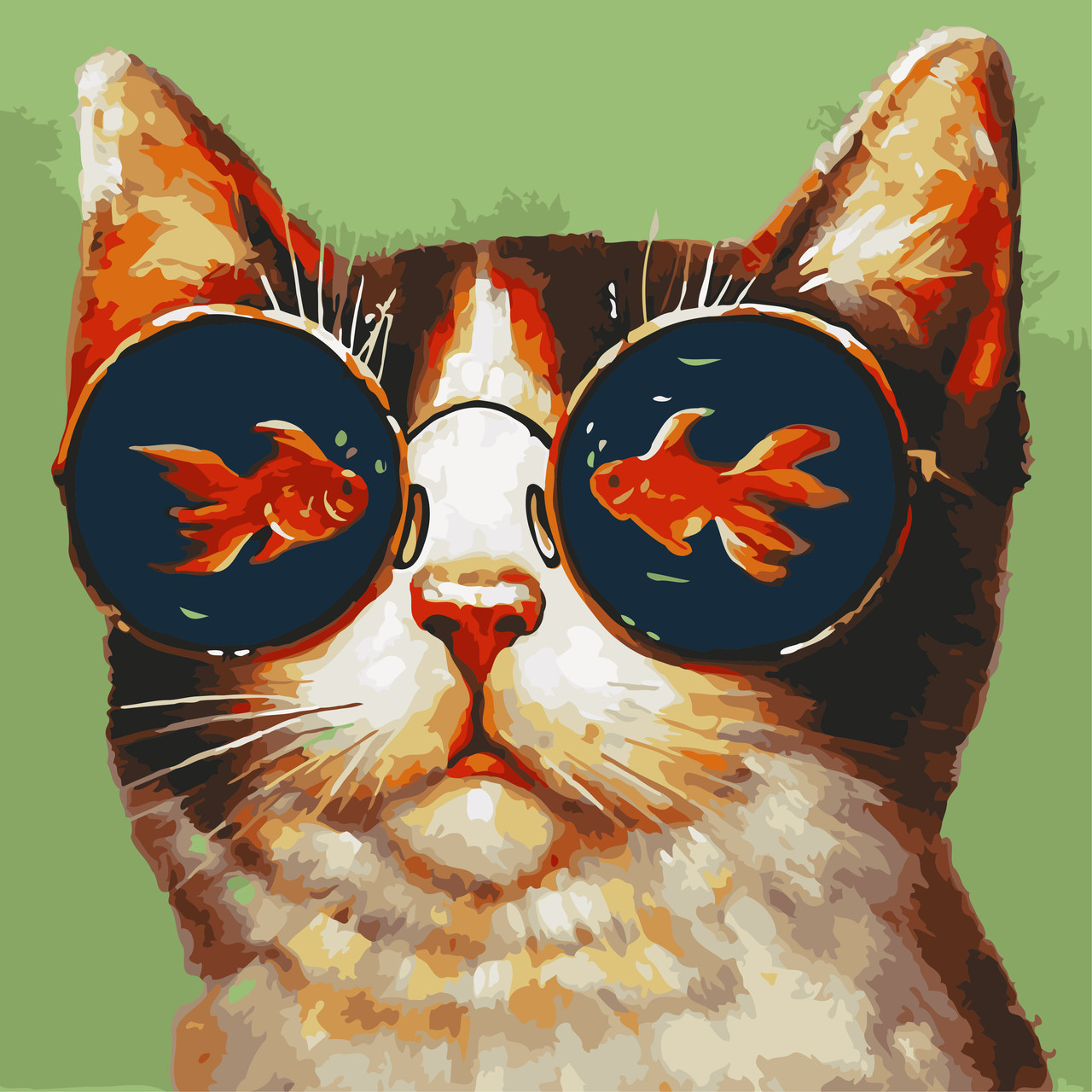 Картина по номерам кот в очках