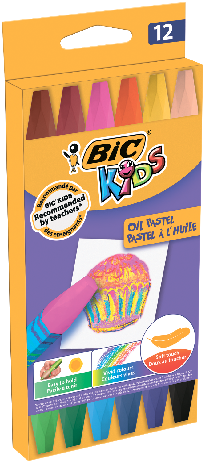 Мел цветной Bic Oil Pastel Kids восковой шестигранный 12 шт (bc926446)