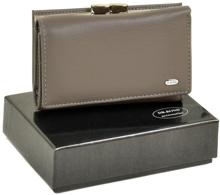 

Женский кожаный кошелек на магните Dr.Bond HMLW11-2 grey