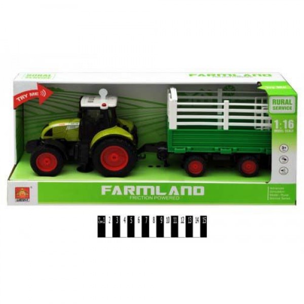

Трактор с прицепом FARMLAND инерционный музыкальный 1:16 зеленый WENYI (WY900H)