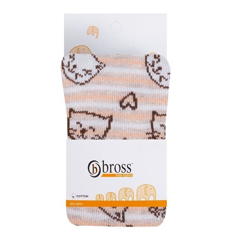 

Колготы детские BROSS Котики 98-104 см 3-5 лет Персиковые в белую полоску