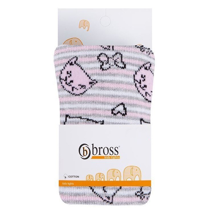 

Колготы детские BROSS Котики 98-104 см 3-5 лет Розовые в полоску