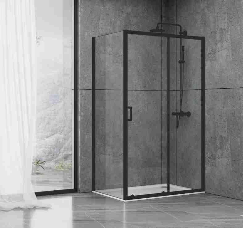 

Душевая кабина Dusel EF185B/EF181 Black Matt, 120х90х190, дверь раздвижная, профиль черный, стекло прозрачное