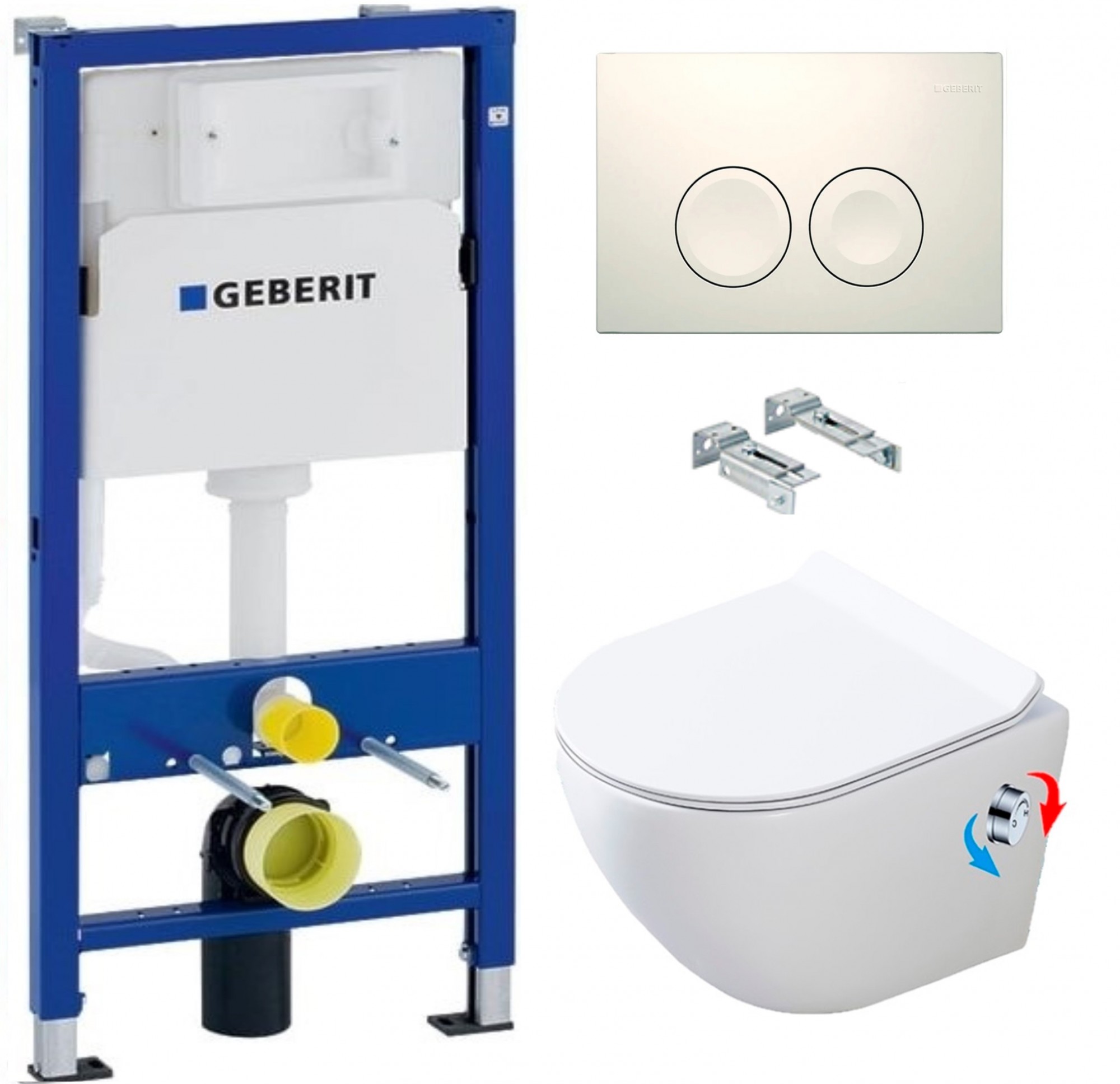 

Инсталляция GEBERIT Duofix 458.103.00.1+ Панель смыва белая, круглые кнопки+ Унитаз-биде подвесной DUSEL LEVITA MIX+ Сиденье Slim Soft-Close