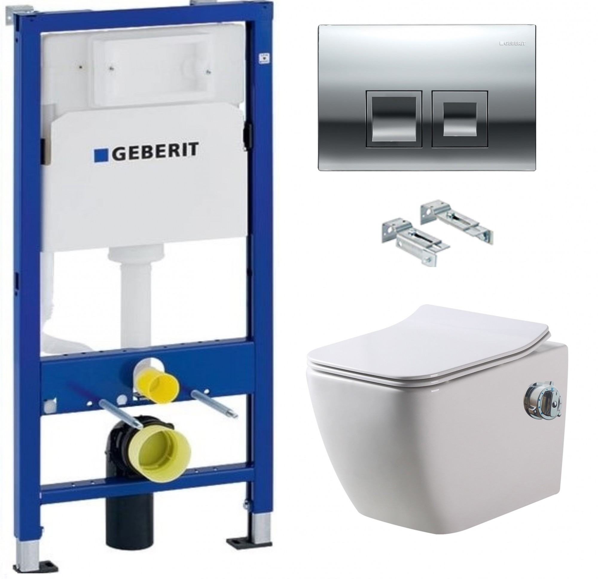 

Инсталляция GEBERIT Duofix 458.103.00.1+Панель смыва хром, квадратные кнопки+ Унитаз-биде подвесной DUSEL CUBIS TERMIX с термостатом+Сиденье Slim Soft-Close
