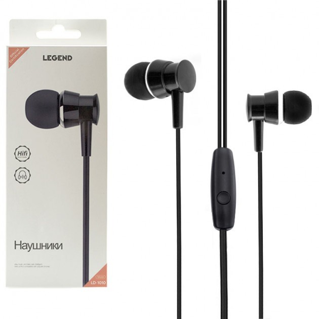 

Наушники проводные с микрофоном Legend LD-1010 Вакуумные Black