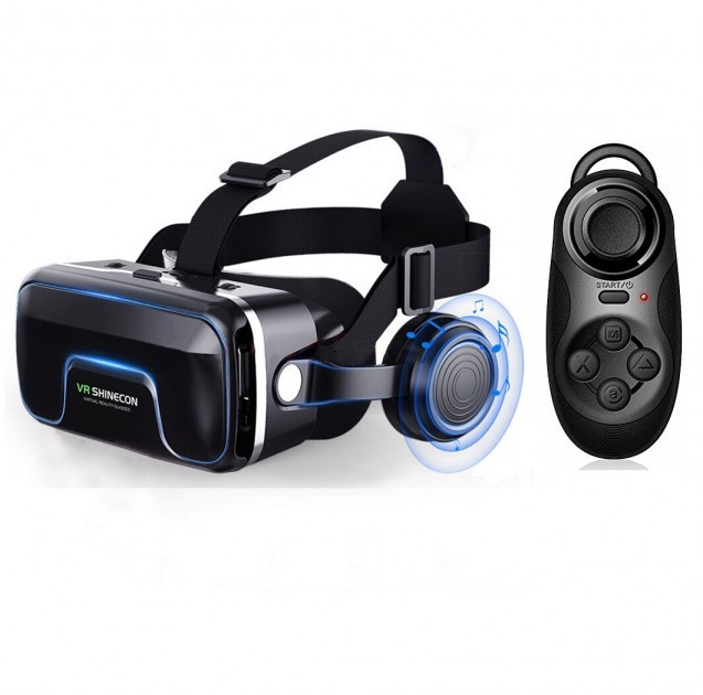 

Очки виртуальной реальности VR SHINECON 10.0 Original Геймерский шлем с проводными наушниками + пульт Bluetooth (2019) Black