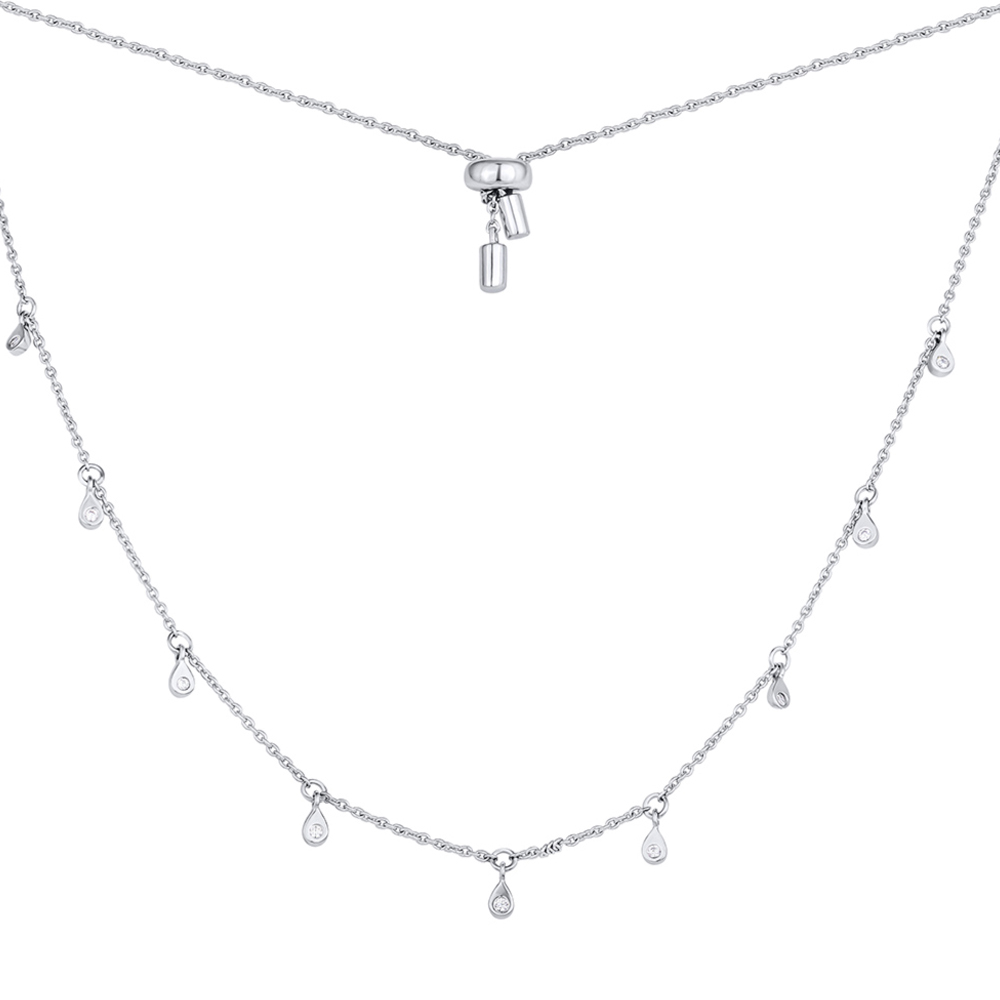 

Серебряное колье с подвесками и фианитами 000140372 б/р размера