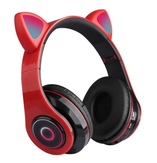 

Беспроводные Bluetooth наушники CXT-B39 Cat Ear с ушками и LED подсветкой Красный