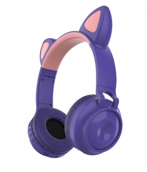 

Беспроводные Bluetooth наушники ZW-028 Cat Ear с ушками и LED подсветкой Фиолетовый