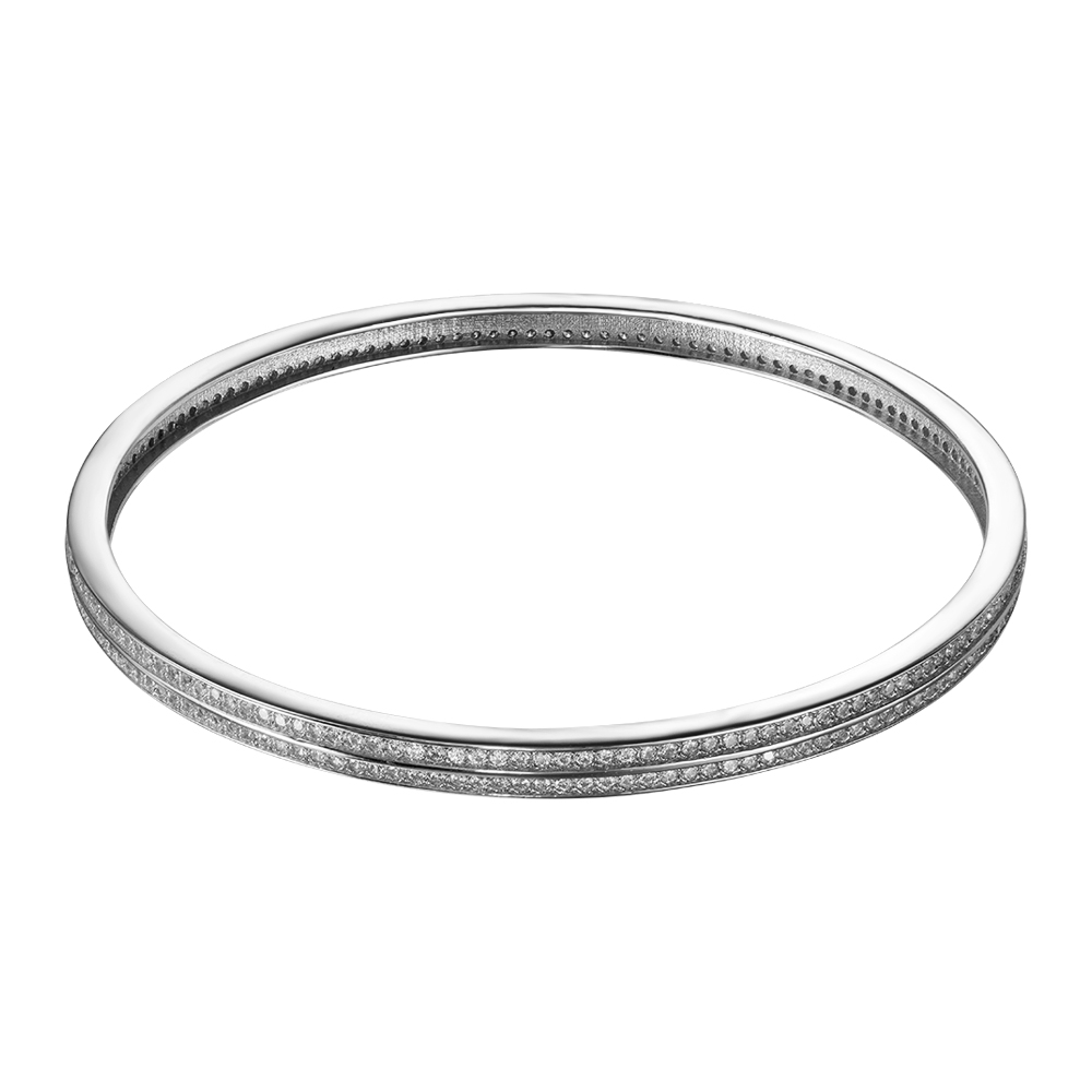 

Серебряный жесткий браслет с фианитами 000134339 18 размера