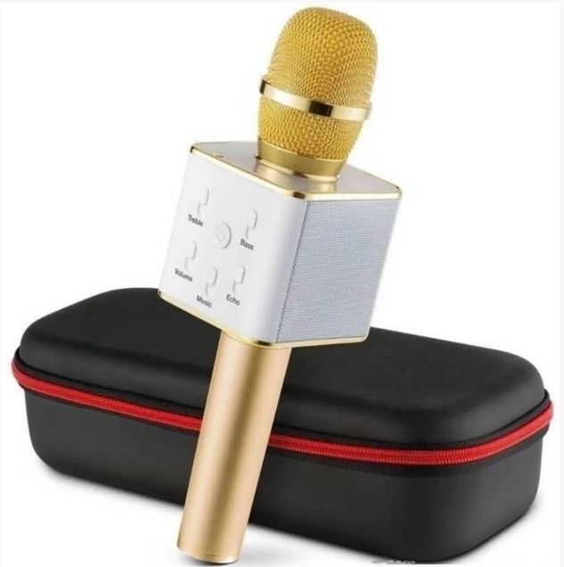 

Беспроводной Bluetooth караоке микрофон Q7 c чехлом Золотистый