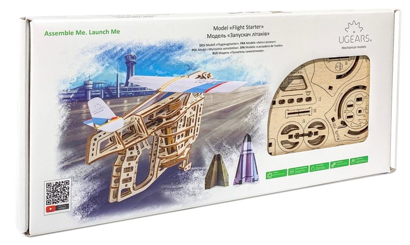

Деревянный 3Д пазл Ugears Пускатель самолетиков (70075) (4820184120976)