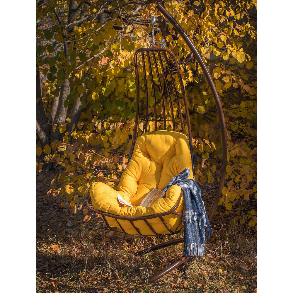 

Подвесное кресло Дели сталь коричневый, цвет подушки желтый Украинские конструкции