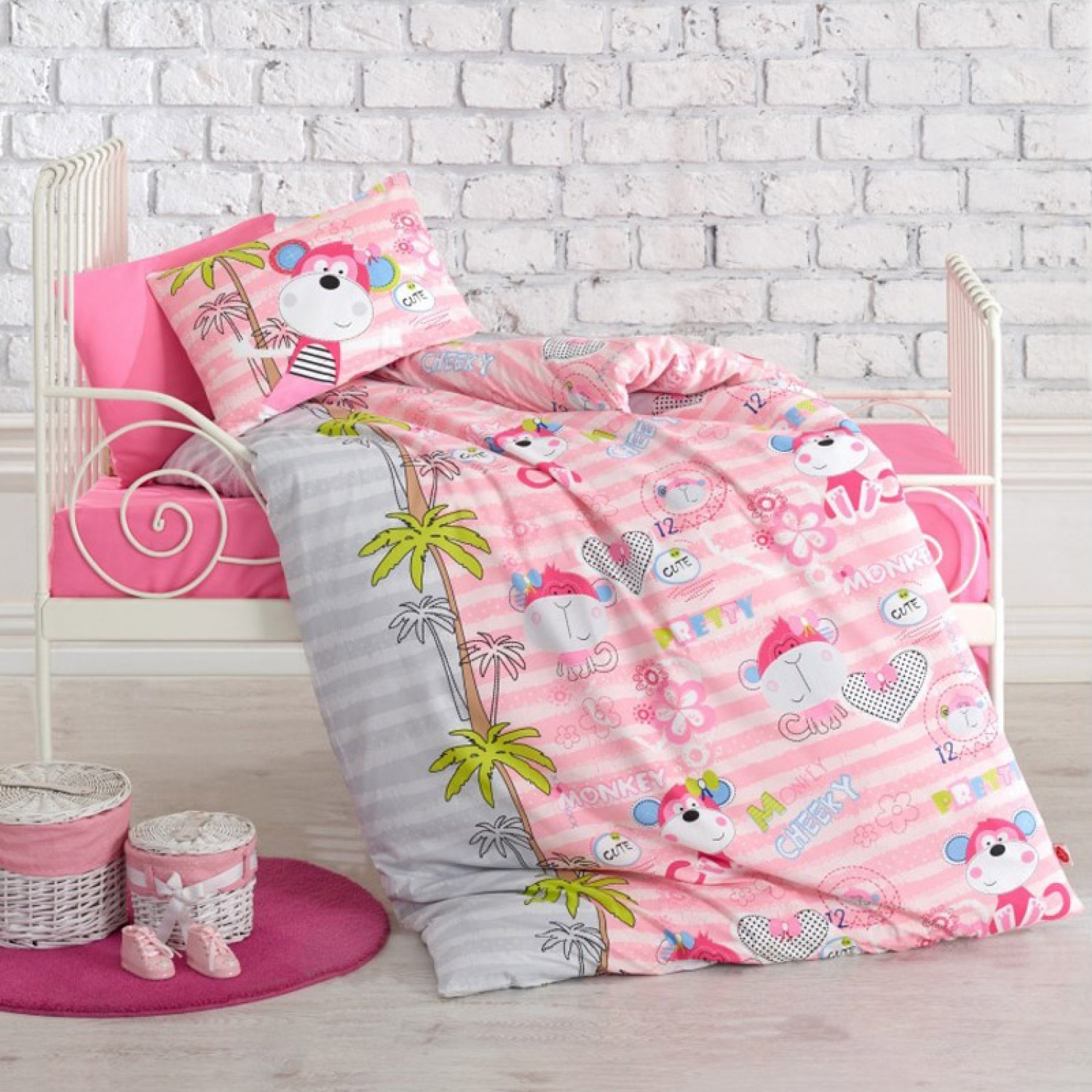 

Комплект постельного белья Cotton Box для новорожденных Sevimli-Maymunlar-Pembei 100*150 22233025