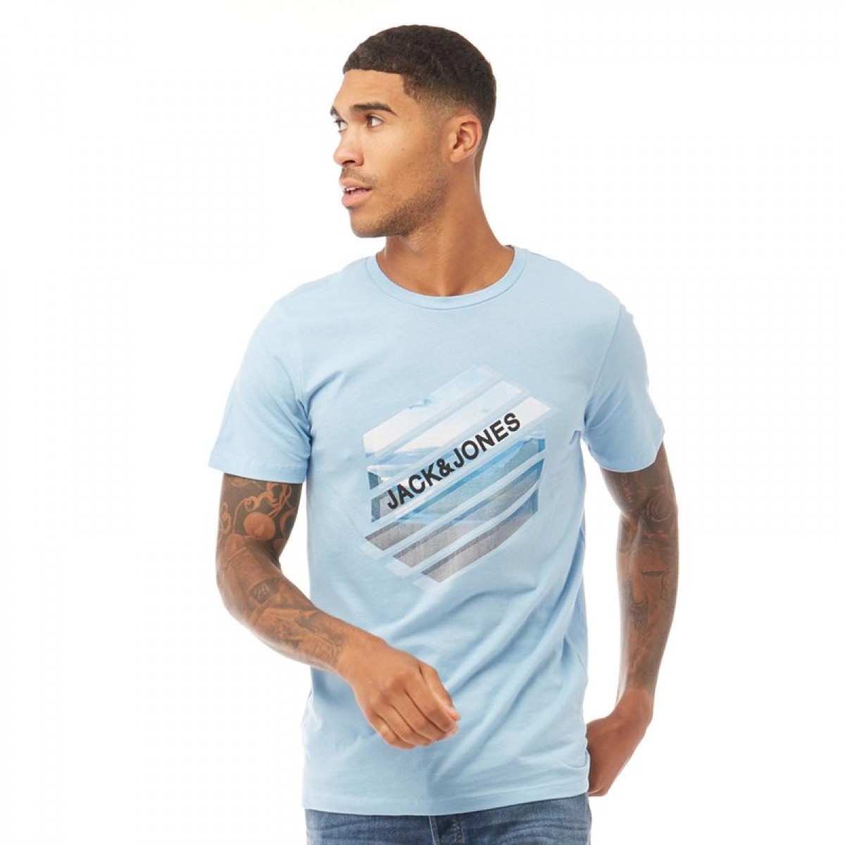 

Футболка JACK AND JONES Kev Neck Dusk Blue Blue, M (46)
