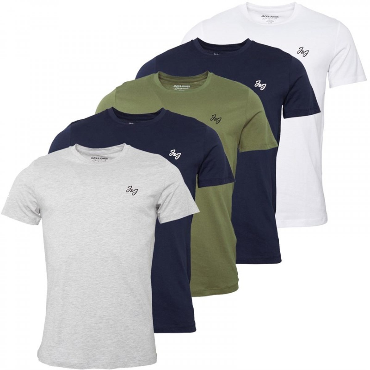 

Футболка JACK AND JONES Simone Five Pack Black/White/Grey/Khaki/Navy Multi, S (44)