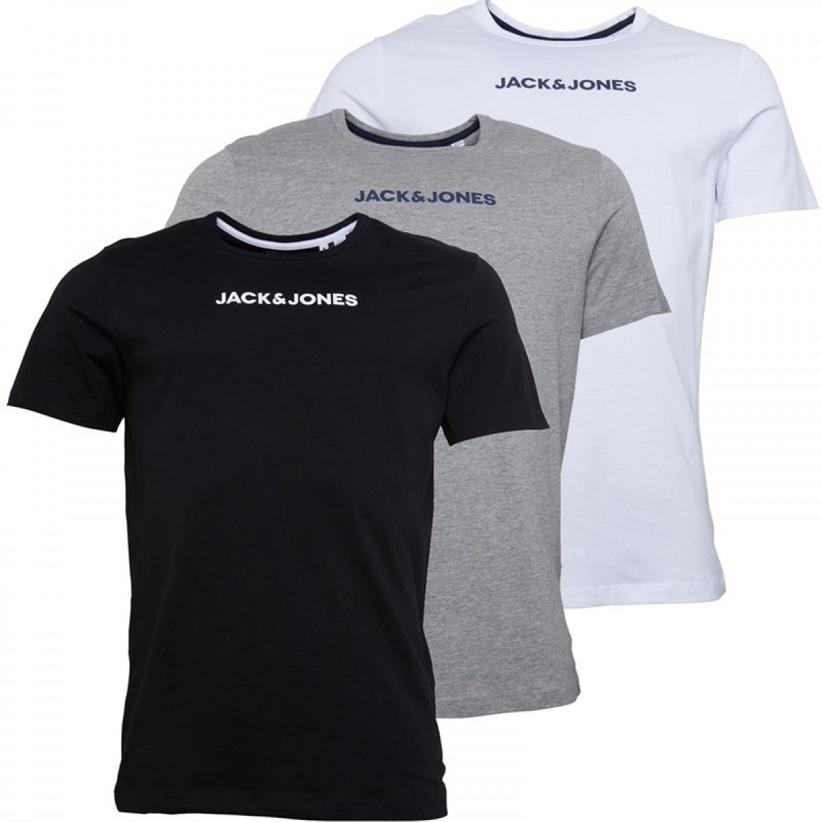 

Футболка JACK AND JONES Rain s Three Pack Black/White/Light Grey Melange Multi, S (44)