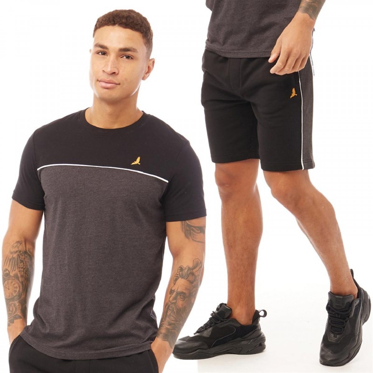 

Футболка Brave Soul Norman Loungewear Set Jet Black/Dark Charcoal Marl Black, S (44)