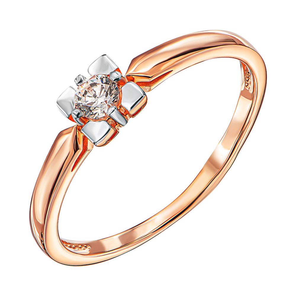 

Золотое кольцо в комбинированном цвете с цирконием Swarovski 000138369 17 размера