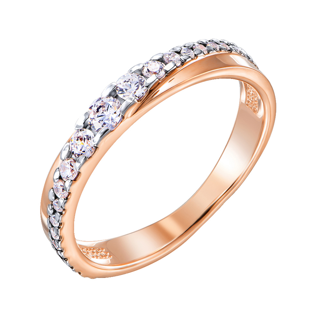 

Золотое кольцо Лара в комбинированном цвете с фианитами S Zirconia 000130312 16.5 размера