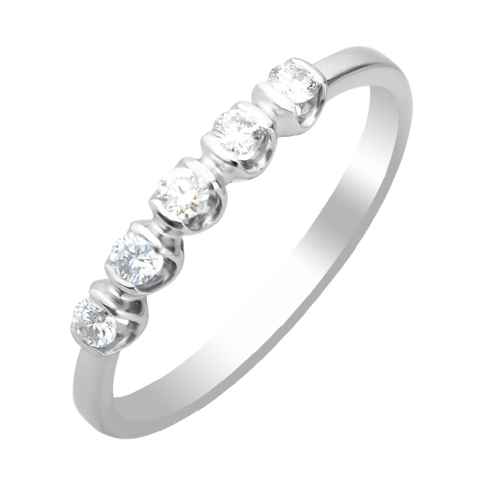 

Золотое кольцо в белом цвете с дорожками бриллиантов 000104402 18.5 размера