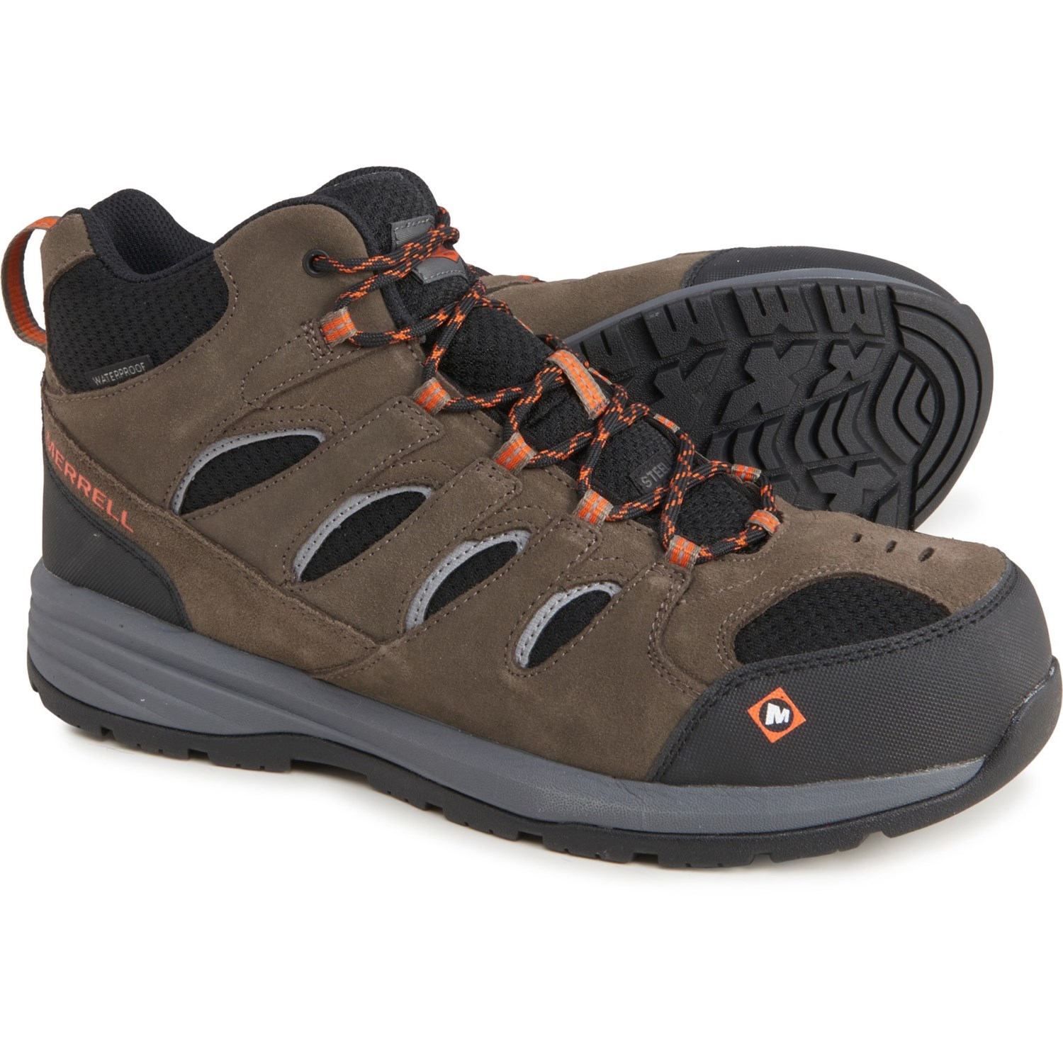 

Ботинки Merrell Windoc Mid Work - Waterproof, Steel Safety Toe, Suede Boulder, 40 (250 мм)