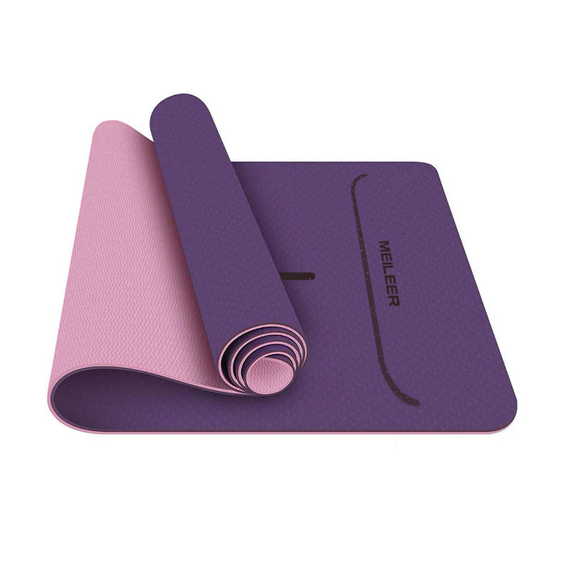 

Коврик для фитнеса и йоги Meileer tpe-23 Purple + Pink TPE двухслойный 1830*610*6mm