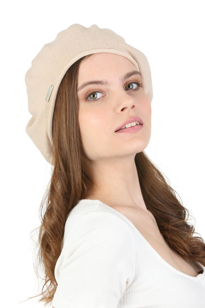 

Берет летний бежевый из хлопка Seeberger