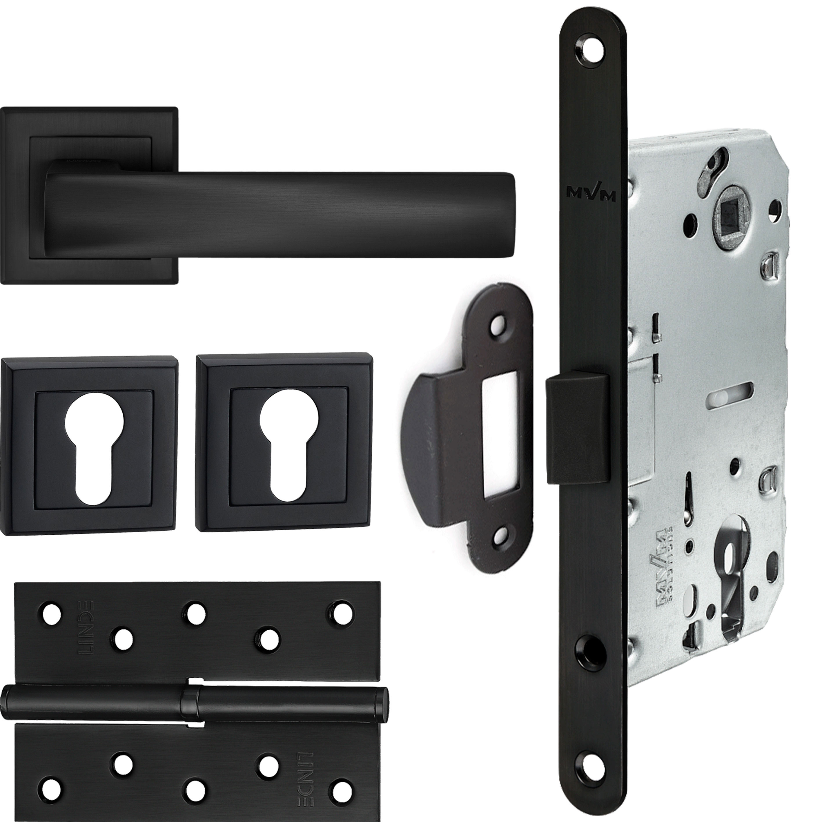 

Ручки комплект с механизмом замка + съемные петли правой двери Linde Hex Berli B