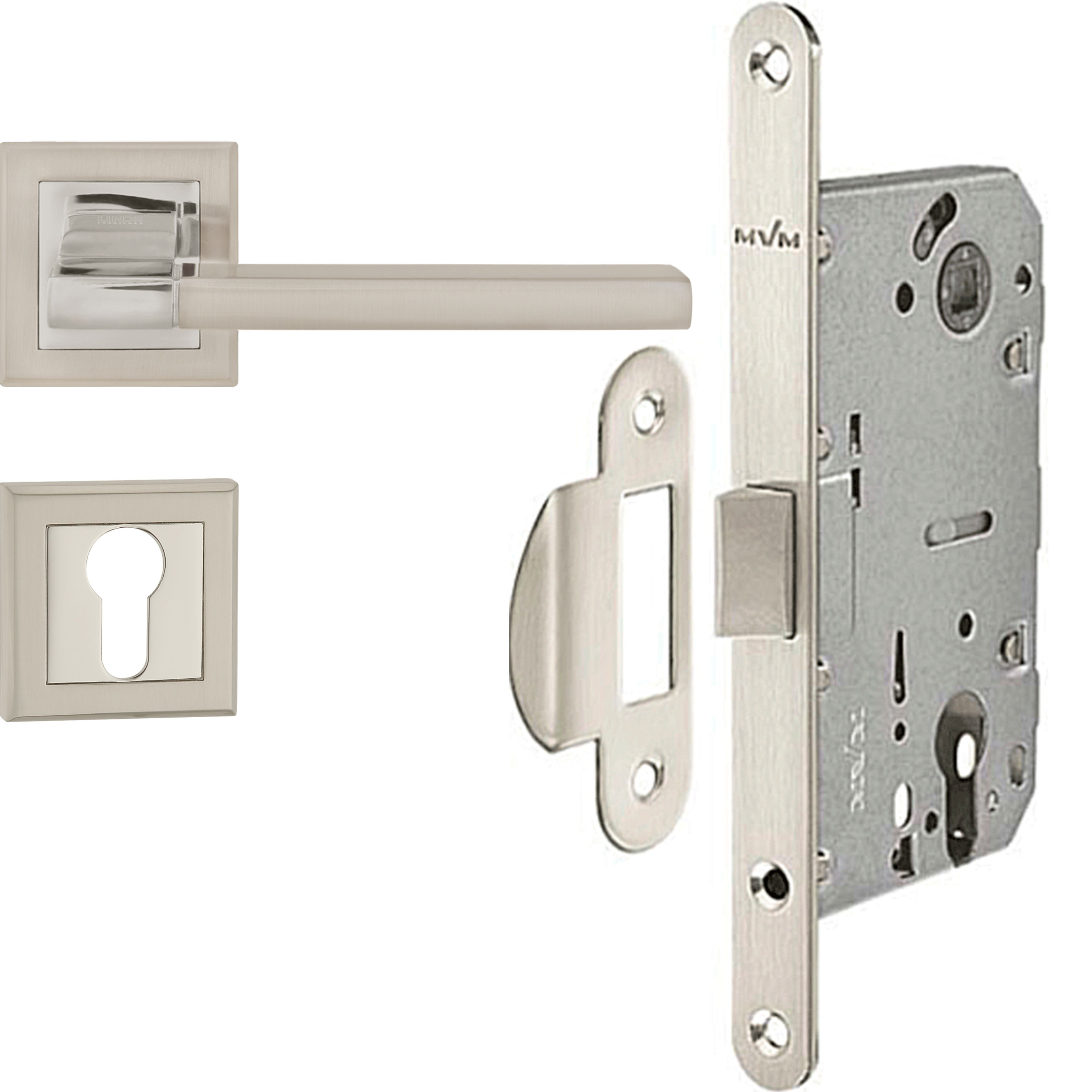 

Ручки комплект с механизмом замка Linde Hex Girona SN/CP