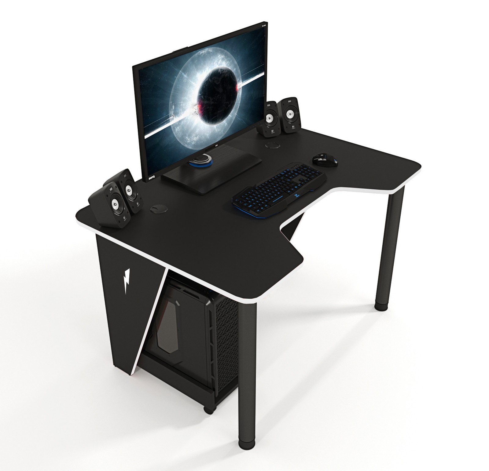 

Геймерский игровой стол ZEUS IVAR-1400 черный+белый
