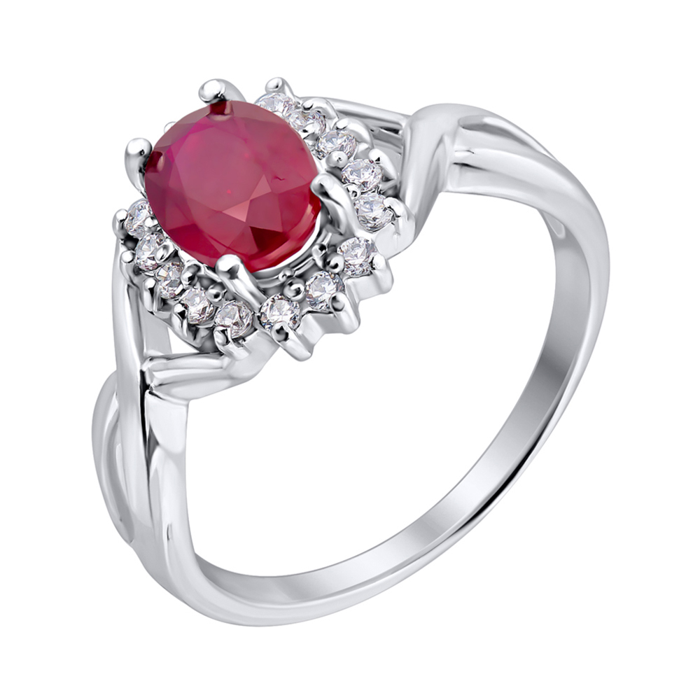 

Серебряное кольцо с рубином и цирконием 000125594 17.5 размера