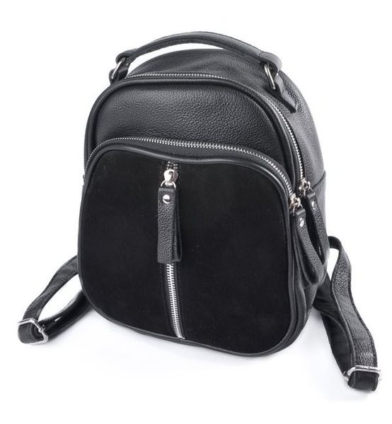 

Женская кожаная сумка-рюкзак Камелия М242 black/замш