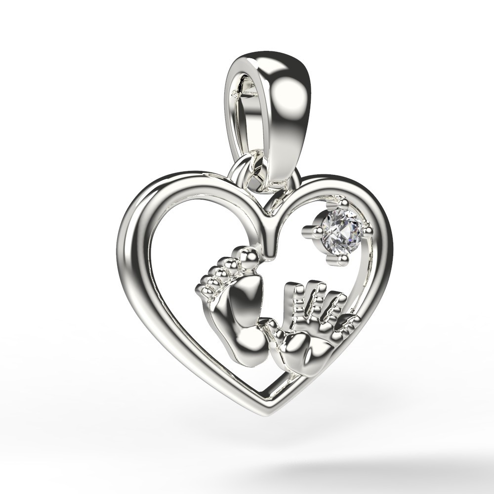 

Кулон для мамы из белого золота Ножка и ладошка в сердце Ювелірне Мистецтво