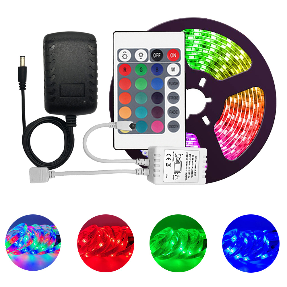 

Светодиодная влагозащищенная многоцветная лента RGB готовый 5-метровый комплект LED 3528 SMD 12 V с контроллером + пульт + блок питания (LED-Strip-Light-5-S1)