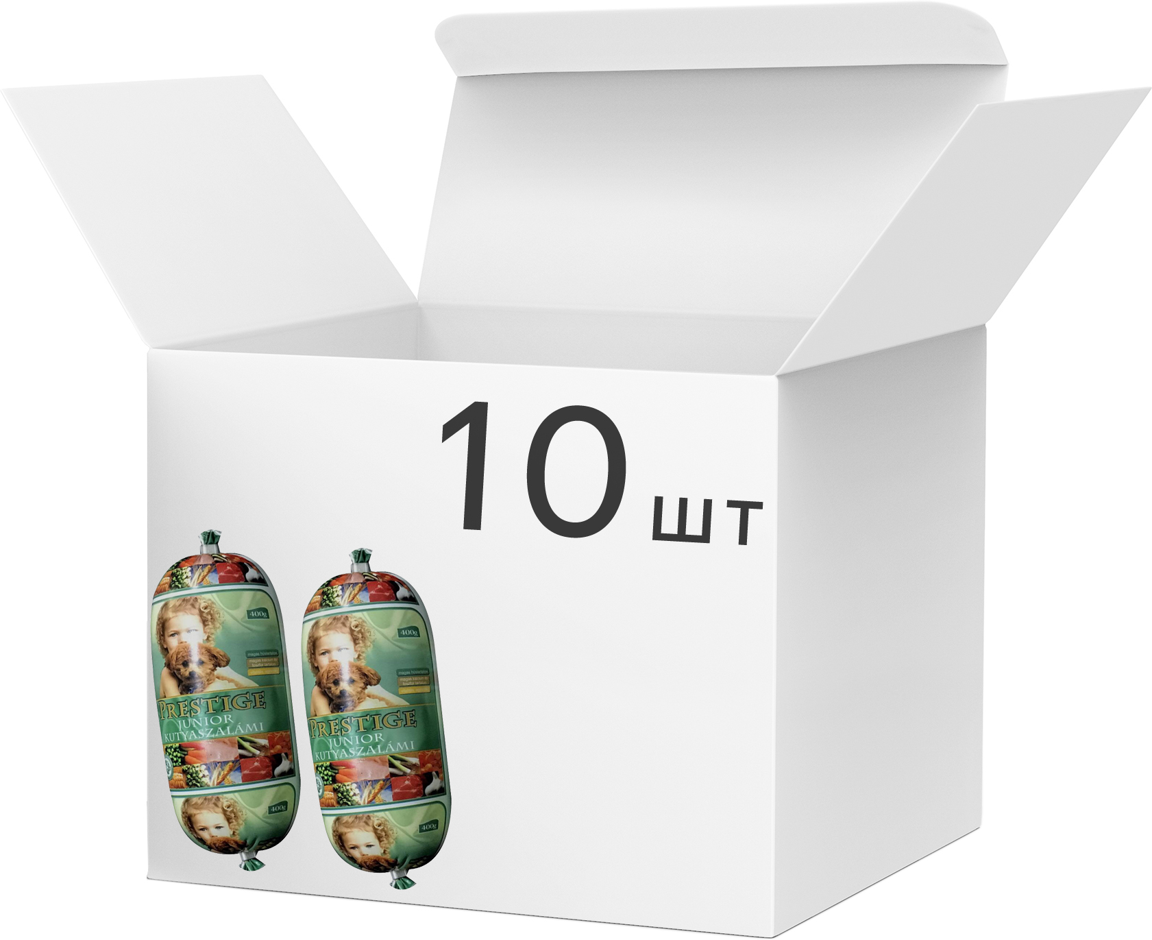 

Упаковка премиальной колбасы для щенков Prestige Junior 10 штук по 400 г (5999528501265)